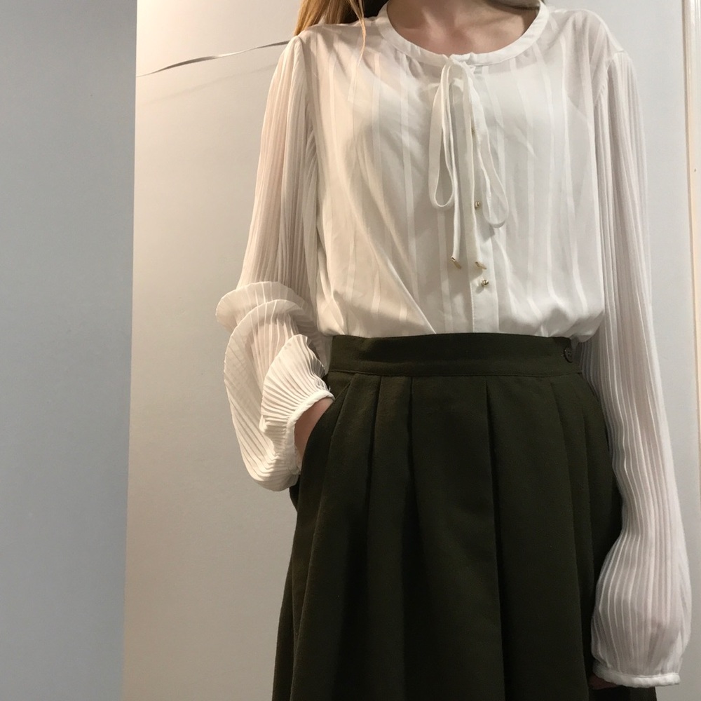 Zara white tie-front blouse